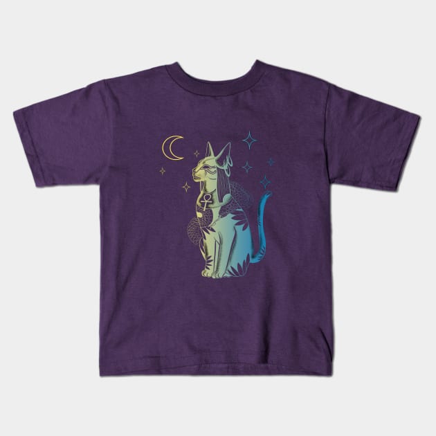 Moonlight bastet Kids T-Shirt by Blacklinesw9
